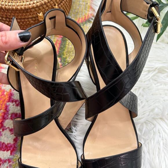 Tommy Hilfiger Neutral Black Strappy Ankle Strap Block Heels 10 - Picture 5 of 8